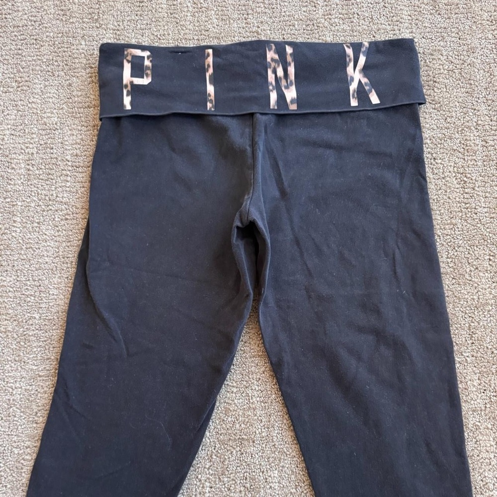 Y2K Victoria's Secret PINK Vintage Foldover Crop Yoga Pants Leopard Medium